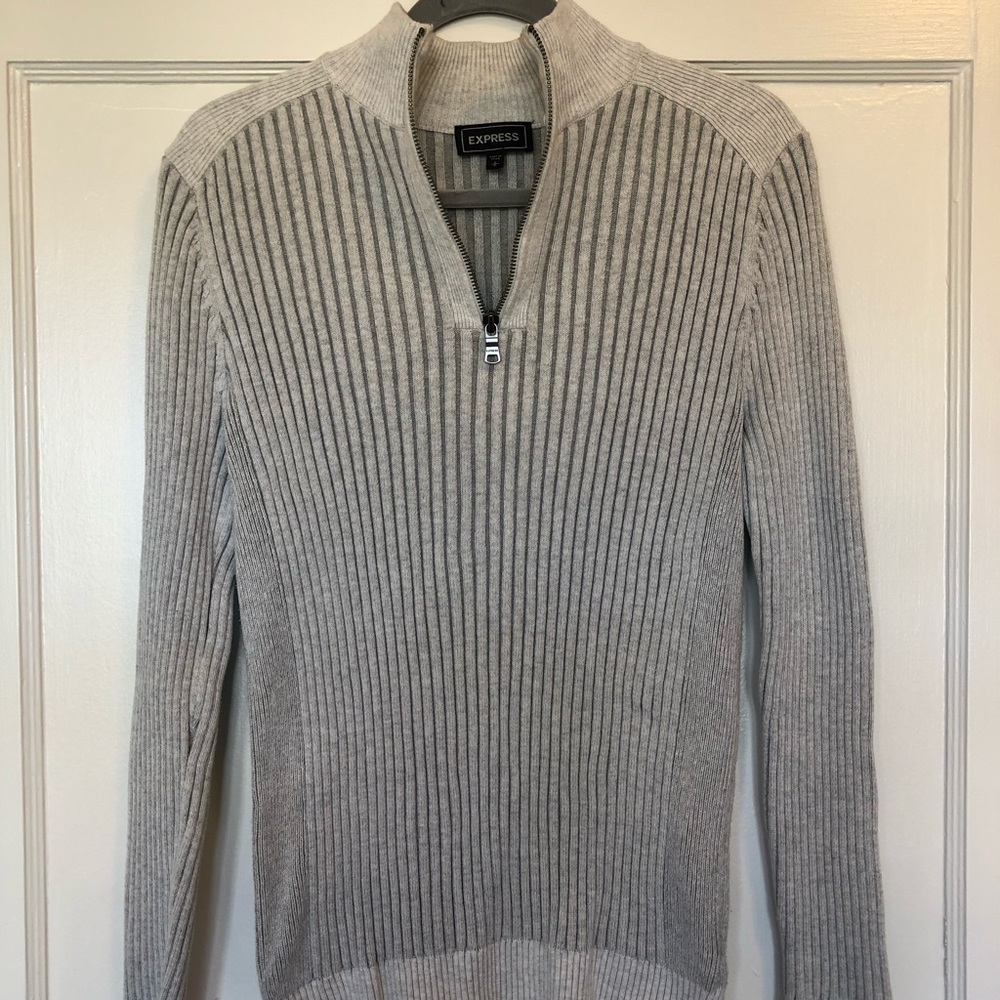 Ribbed Half Zipped Sweater